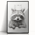 Adorable Raccoon Bathroom Wall Art - Fun Black and White Decor