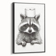 Adorable Raccoon Bathroom Wall Art - Fun Black and White Decor