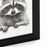 Adorable Raccoon Bathroom Wall Art - Fun Black and White Decor