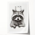 Adorable Raccoon Bathroom Wall Art - Fun Black and White Decor