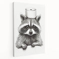Adorable Raccoon Bathroom Wall Art - Fun Black and White Decor