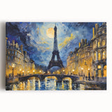 Black and white stretched canvas of Parisian streets, ideal for kitchen wall art or bedroom decor.