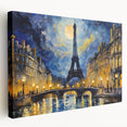 Paris skyline in muted gray tones on large stretched canvas, suitable for kitchen wall art.