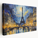 Paris skyline in muted gray tones on large stretched canvas, suitable for kitchen wall art.