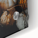 Large abstract wall art depicting autumnal hues on acrylic glass, suitable as mid-century modernist dining room art.