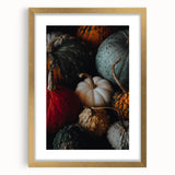 Extra large abstract art print featuring textured fall colors in a gold frame, ideal for living room decor.