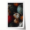 Rolled canvas print of fall-themed floral art in warm orange and yellow tones, ideal for dining room wall decor.