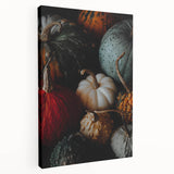 Autumn-themed abstract painting on stretched canvas, featuring warm orange and red tones, suitable for kitchen wall art.