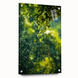 Large abstract wall art on acrylic glass depicting spring themes in soft pastel colors.