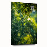 Large abstract wall art featuring vibrant spring colors on acrylic glass, suitable for bedroom or dining room decor.