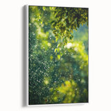 Vintage poster art of spring season with colorful floral design on extra large white framed canvas.