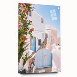 Large abstract wall art on acrylic glass depicting summer themes in vibrant colors, ideal for bedroom or dining room decor.