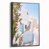 Black and white wall art featuring a vintage landscape painting on framed canvas, ideal for bedroom decor.