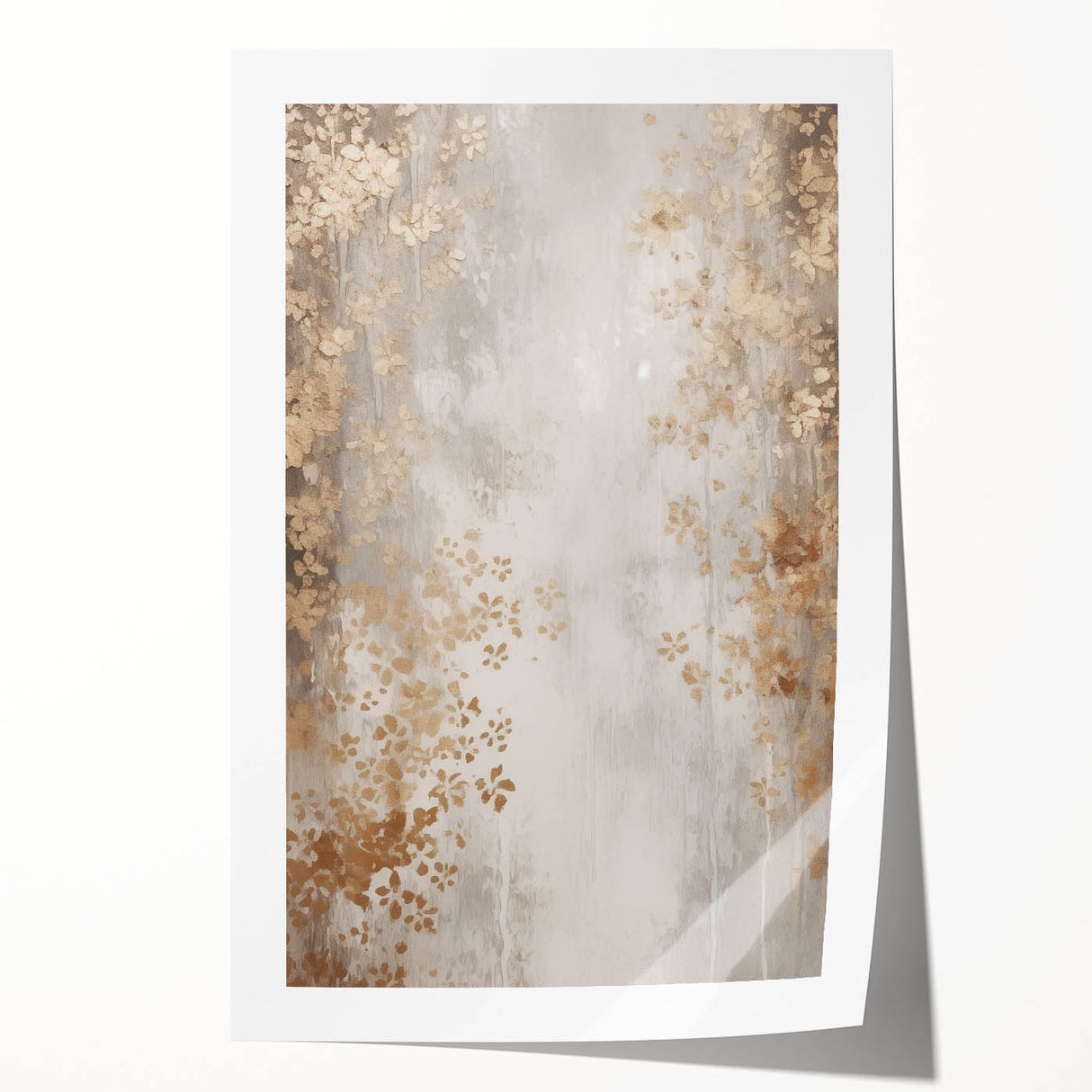Extra large rolled canvas print of a winter floral scene in muted blue and gray tones, ideal for art wall dining room.
