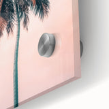 Large abstract wall art in mid-century modernist style with vibrant colors on acrylic glass, ideal for dining room decor.