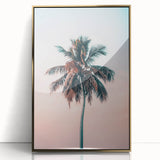 Large art print of a mid-century modernist abstract design in gold and white hues on acrylic.