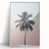 Art deco poster featuring a playful summer scene in pastel shades, framed in white acrylic, ideal for nursery wall art.