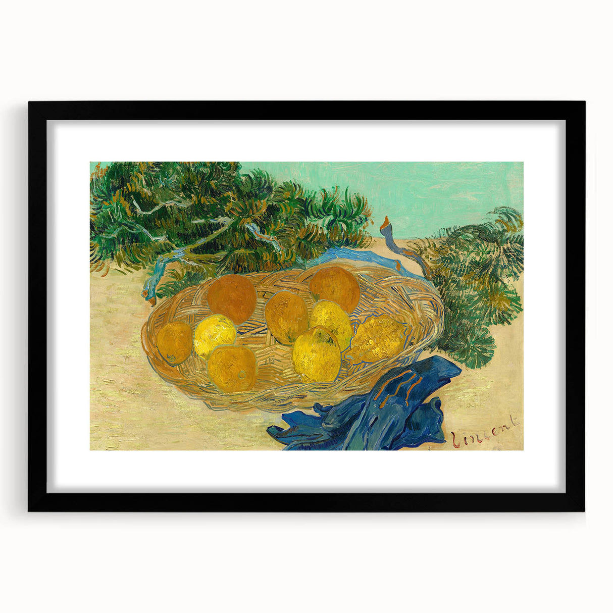 Extra large abstract art print featuring a colorful, textured design on a black framed canvas, ideal for living room decor.