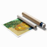 Extra large rolled canvas print of Van Gogh-inspired floral art in vibrant colors.