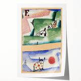 Modern Wall Art - Playful Abstract Cat Design in Vibrant Colors