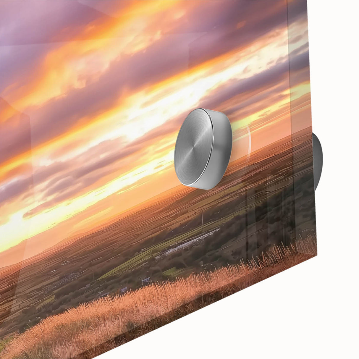 Close-up of a vibrant acrylic landscape artwork showcasing a majestic castle surrounded by lush greenery, ideal for home decor enthusiasts seeking artistic inspiration.