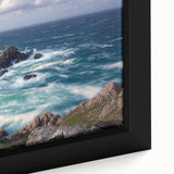 Framed canvas artwork depicting a vibrant landscape of cliffs with intricate textures, showcasing natural colors and details that enhance any interior decor.