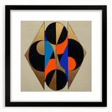 Modern Geometric Abstract Wall Art – Black, Gold & Blue Canvas