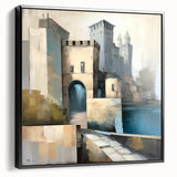 Framed abstract architecture wall art featuring a sleek black design, showcasing geometric patterns and modern aesthetics, ideal for contemporary home decor.