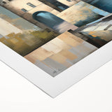 Abstract architecture wall art on rolled canvas showcasing bold geometric shapes in vibrant colors, perfect for modern decor. Ideal for enhancing artistic spaces.