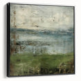 Framed canvas wall art showcasing an abstract landscape design in soothing earth tones, displayed from a black side view, perfect for modern home decor.
