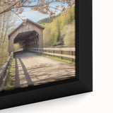 Extra large framed canvas featuring a close-up of a textured, black covered bridge, ideal for living room decor.