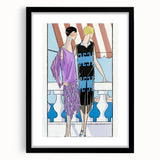 Chic Art Deco Wall Art - Two Fashionable Women in 1920s Balcony Scene