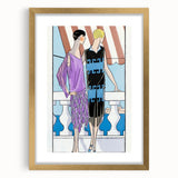 Chic Art Deco Wall Art - Two Fashionable Women in 1920s Balcony Scene