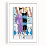 Chic Art Deco Wall Art - Two Fashionable Women in 1920s Balcony Scene