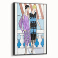 Chic Art Deco Wall Art - Two Fashionable Women in 1920s Balcony Scene