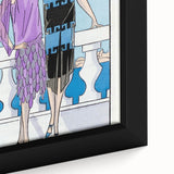 Chic Art Deco Wall Art - Two Fashionable Women in 1920s Balcony Scene