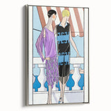 Chic Art Deco Wall Art - Two Fashionable Women in 1920s Balcony Scene