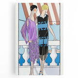 Chic Art Deco Wall Art - Two Fashionable Women in 1920s Balcony Scene