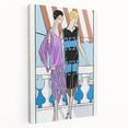 Chic Art Deco Wall Art - Two Fashionable Women in 1920s Balcony Scene