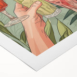 Art Deco poster featuring a stylized cocktail, in bold black and gold tones on rolled canvas, ideal for dining room decor.