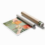 Extra large rolled print of floral art in soft pastels, ideal for classy bathroom or large living room wall art.
