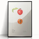 Large abstract wall art featuring assorted fruits in vibrant colors on black acrylic, framed, ideal for kitchen decor.