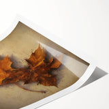 Halloween Canvas Art - Rustic Autumn Leaves Vintage Wall Hanging