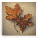 Halloween Canvas Art - Rustic Autumn Leaves Vintage Wall Hanging