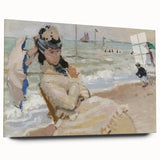 Impressionist Beach Scene - Monet's Camille in Trouville, Framed Print