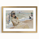 Impressionist Beach Scene - Monet's Camille in Trouville, Framed Print