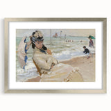 Impressionist Beach Scene - Monet's Camille in Trouville, Framed Print