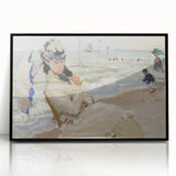 Impressionist Beach Scene - Monet's Camille in Trouville, Framed Print