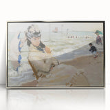 Impressionist Beach Scene - Monet's Camille in Trouville, Framed Print