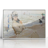 Impressionist Beach Scene - Monet's Camille in Trouville, Framed Print